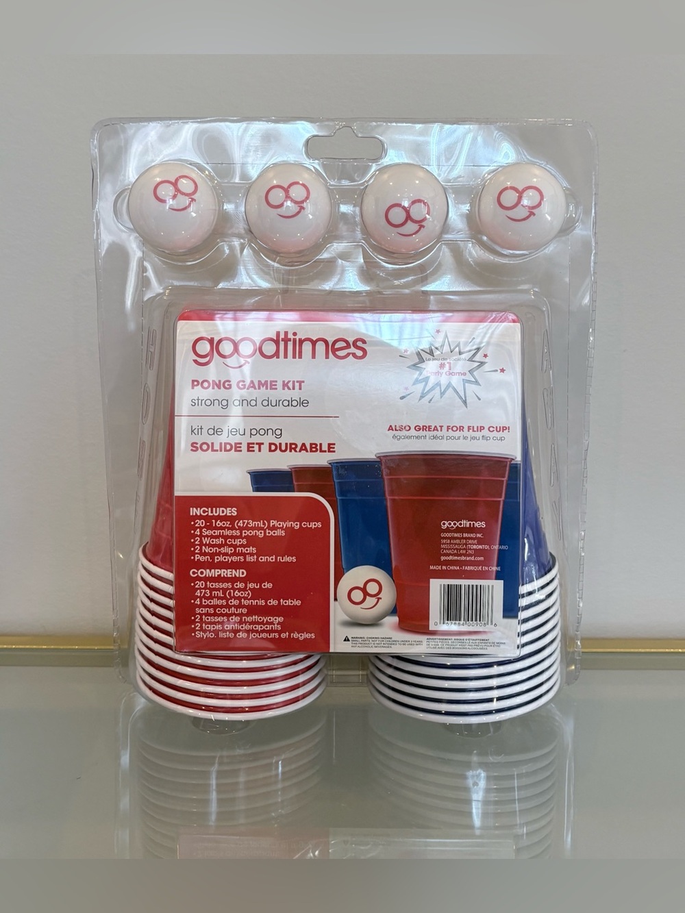 Beer Pong Game Kit - 20 cups, Non-slip mats, 4 balls, Brand New & Factory Sealed
